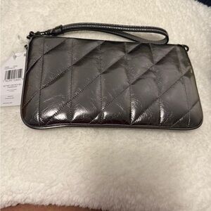NWT Elegant Silver Quilted Women's Pouch Bag